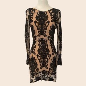 For Love & Lemons Black & Cream A Night To Remember Mini Dress Size Small